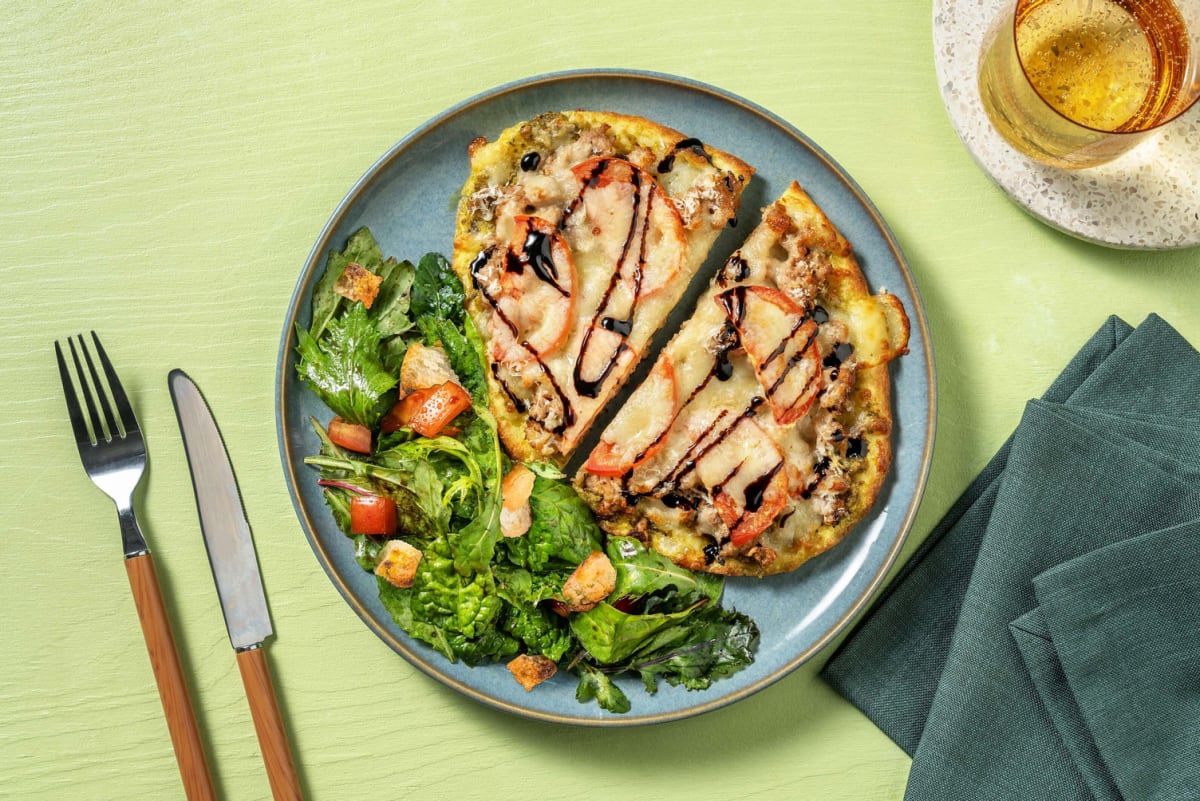 Pains plats au bœuf et au pesto