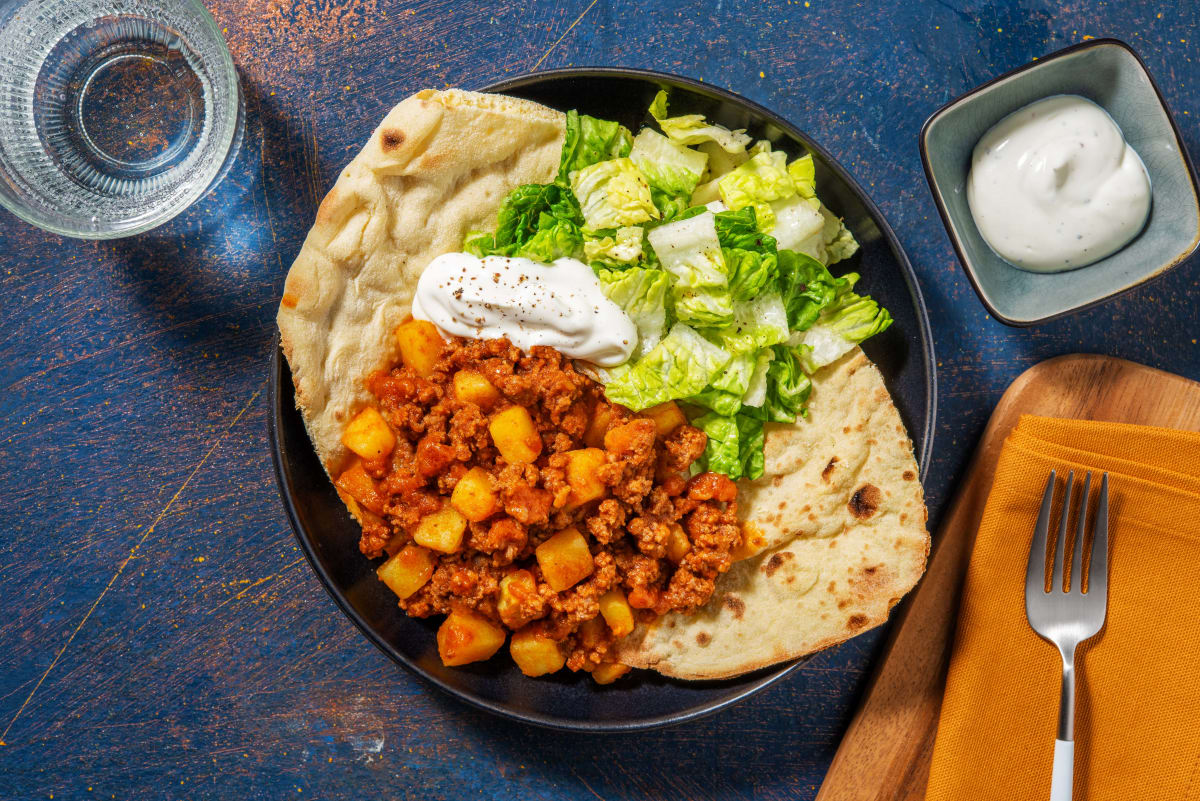 Beef and Potato Keema Naans