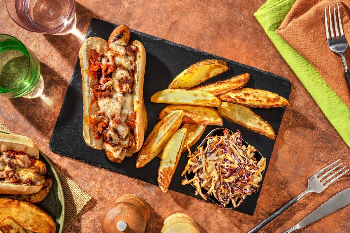 Beef & Bacon Chilli Loaded Sausages in Brioche Buns Recipe HelloFresh