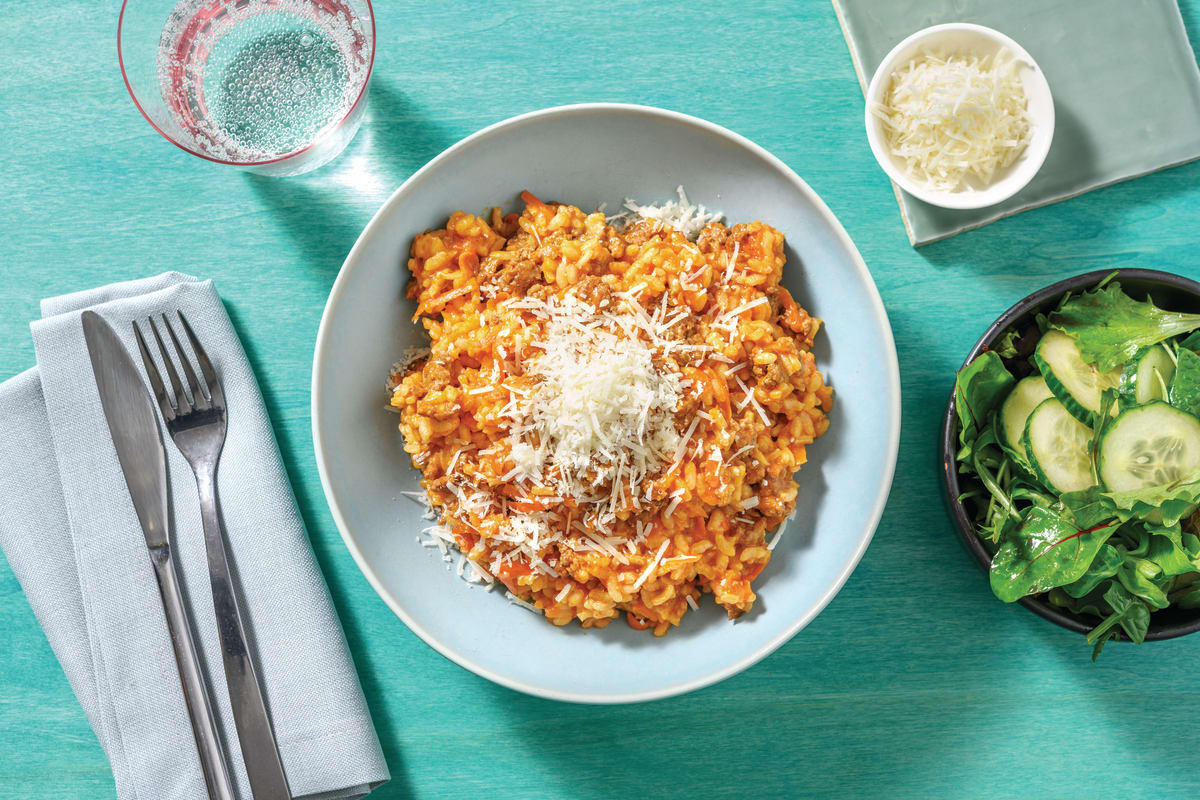 Quick Beef Bolognese Risotto