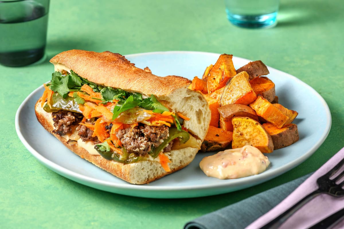 Beef Bulgogi Sandwich mit Koriander & grüner Paprika
