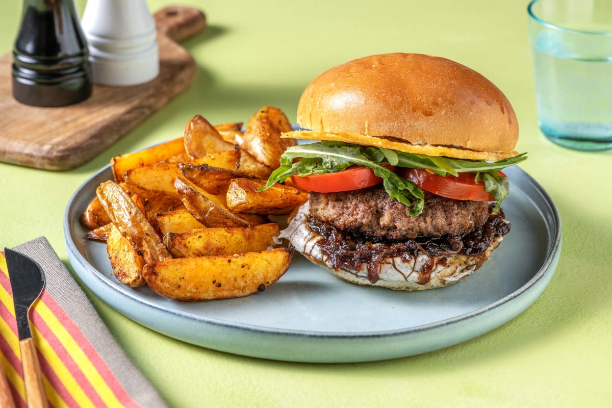 Beef Burger and Truffle Wedges