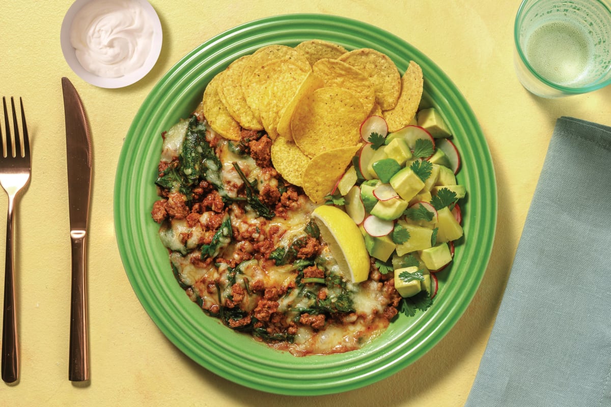 Beef & Cheddar Nachos with Pineapple & Avocado Salsa