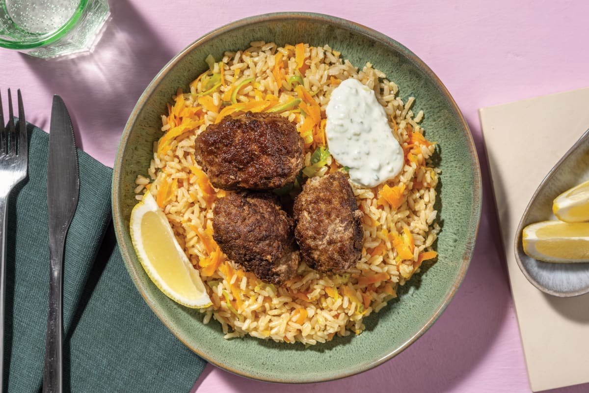 Beef Koftas & Veggie Brown Rice