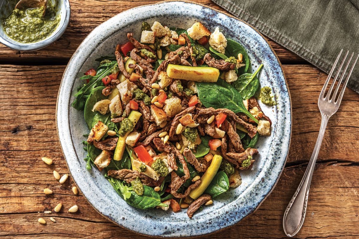 Quick Italian Beef Pesto Toss