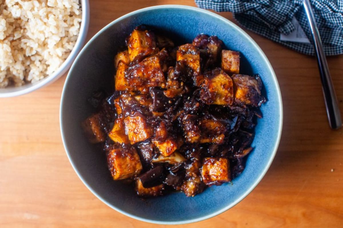 Spicy Tofu and Eggplant Bowls