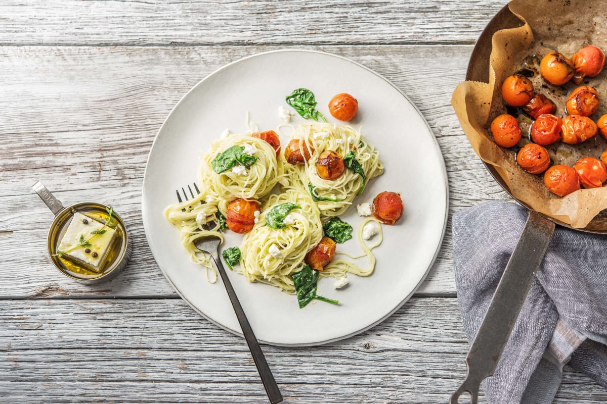 Marinated Fetta & Pesto Angel Hair Pasta