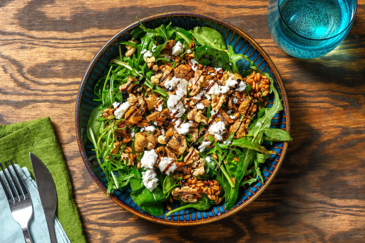 Bol de farro aux champignons et à l’ail