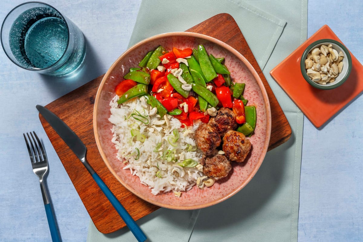 Moo Shu Beef Meatball Bowls