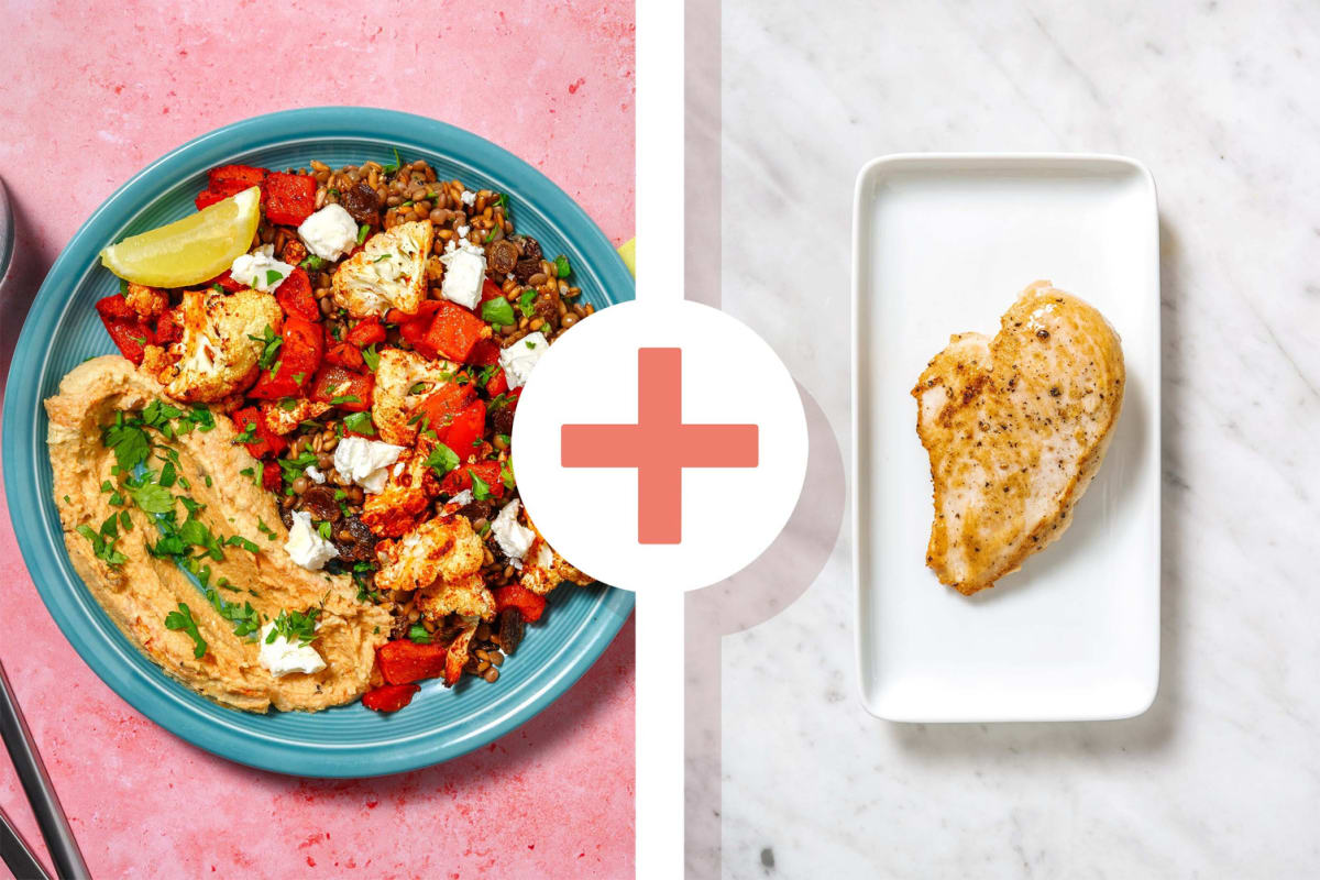 Roasted Cauliflower, Chicken Breasts and Farro Bowls