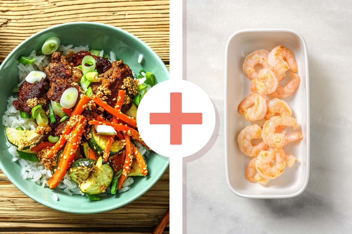 Spicy Bibimbap-Style Shrimp and Rice Bowls