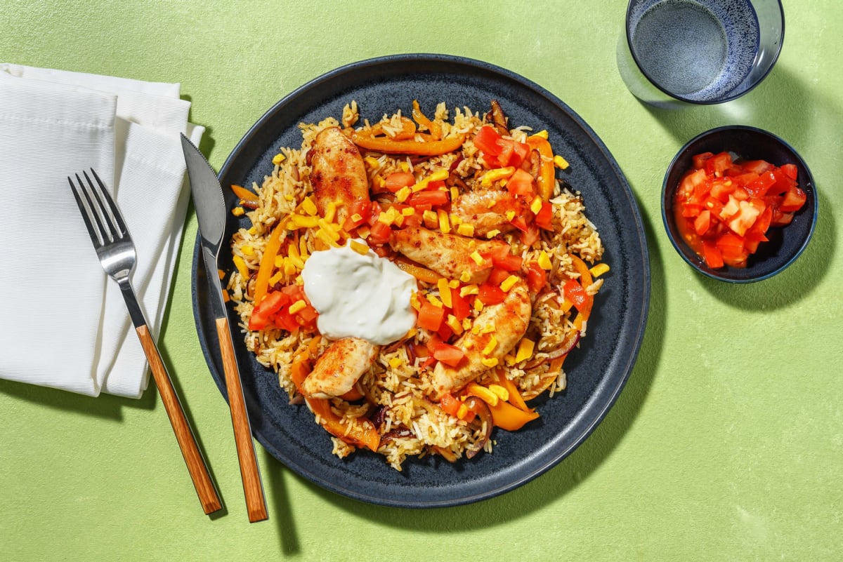 Bols style fajitas aux poitrines de poulet poulet