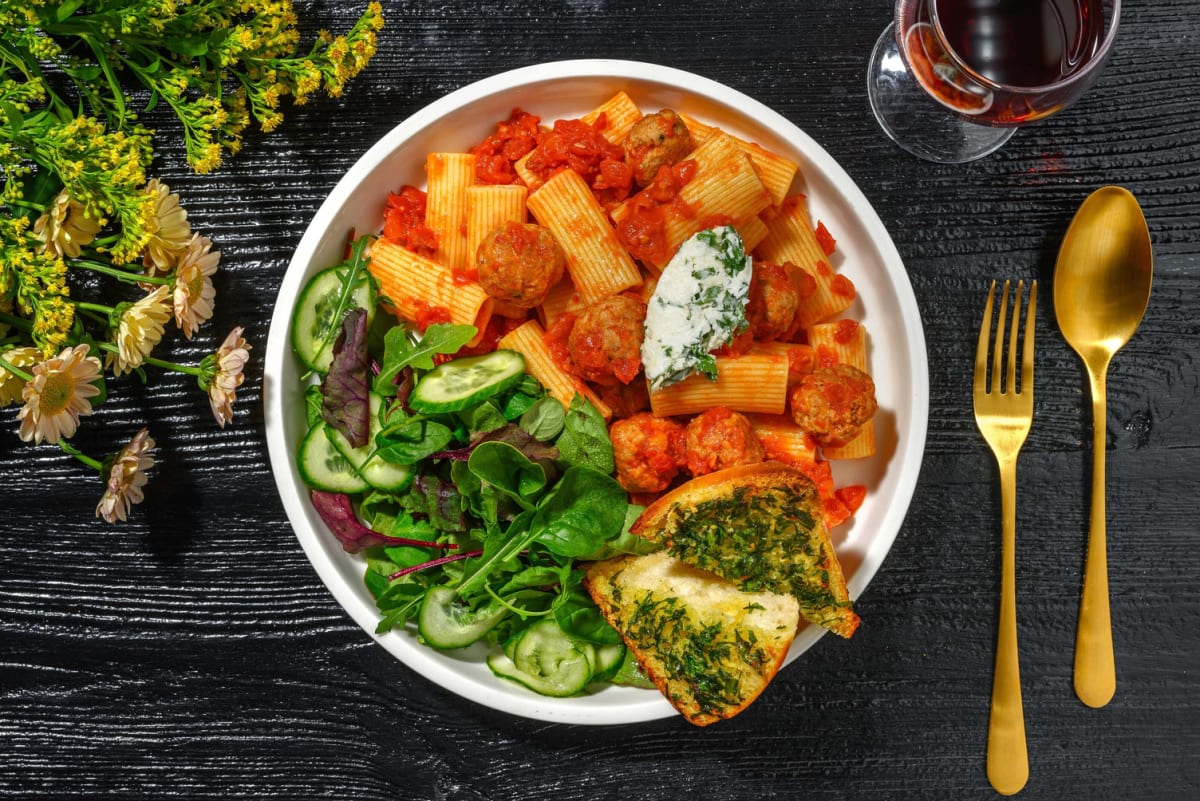 Zesty Bison Meatballs and Pasta