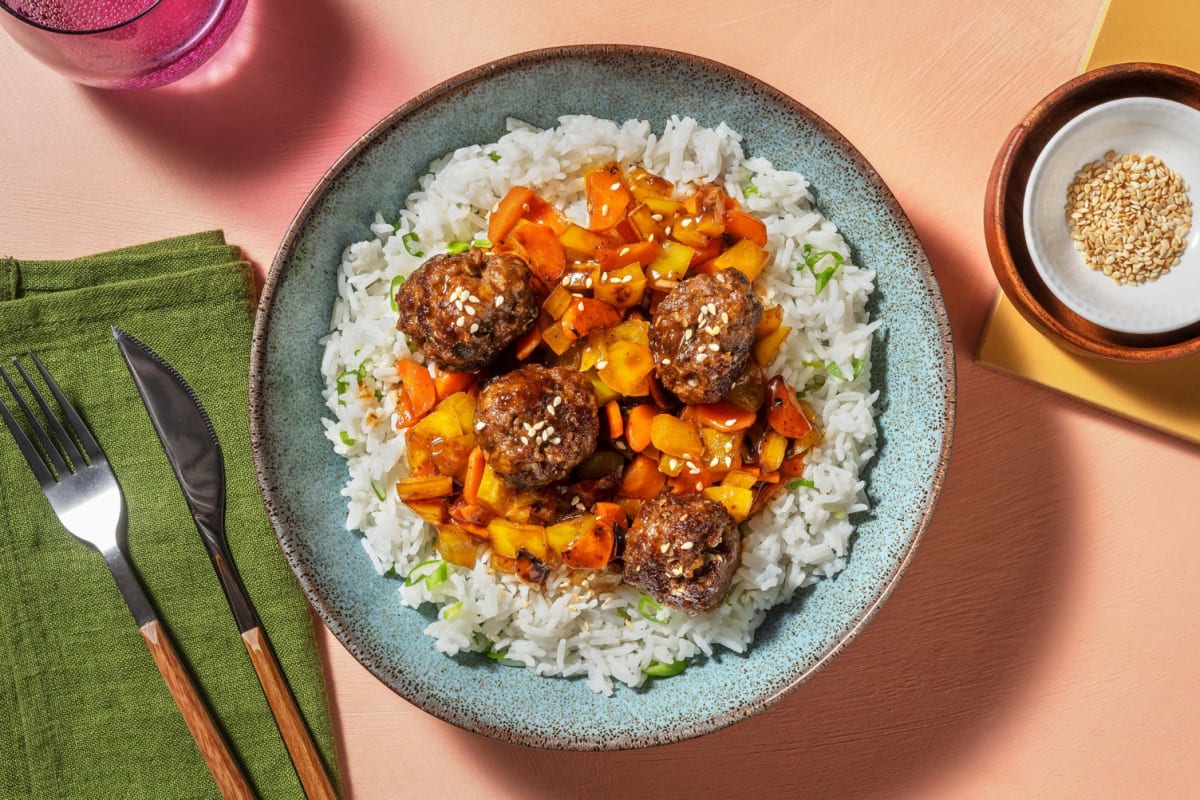 Boulettes de bœuf au gingembre et à la sauce aux prunes