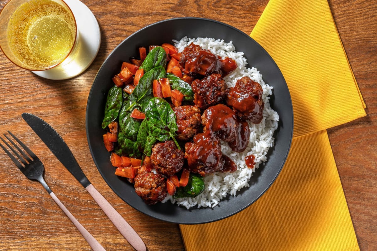 Boulettes de viande dans une sauce rétro au chili