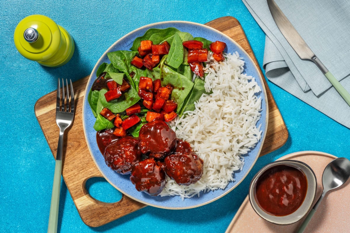 Boulettes de viande dans une sauce rétro au chili