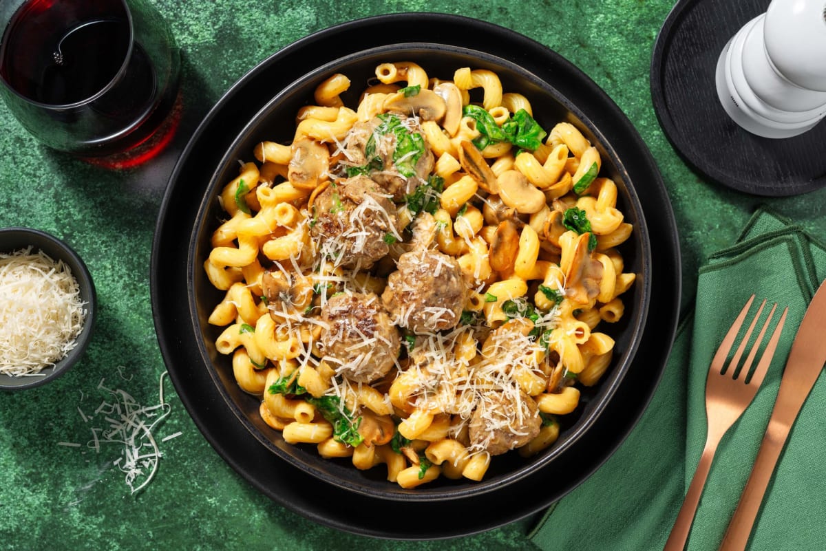 European-Style Meatballs and Cavatappi