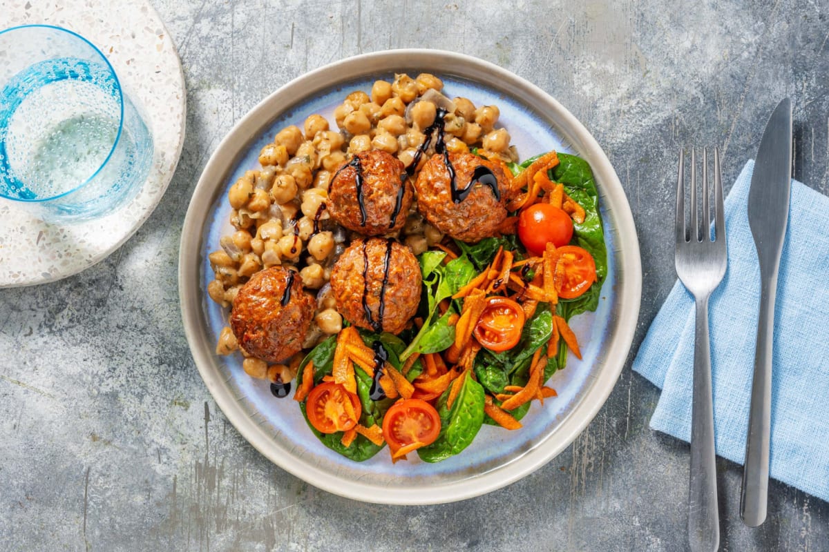 Carb Smart Meatballs and Chickpeas