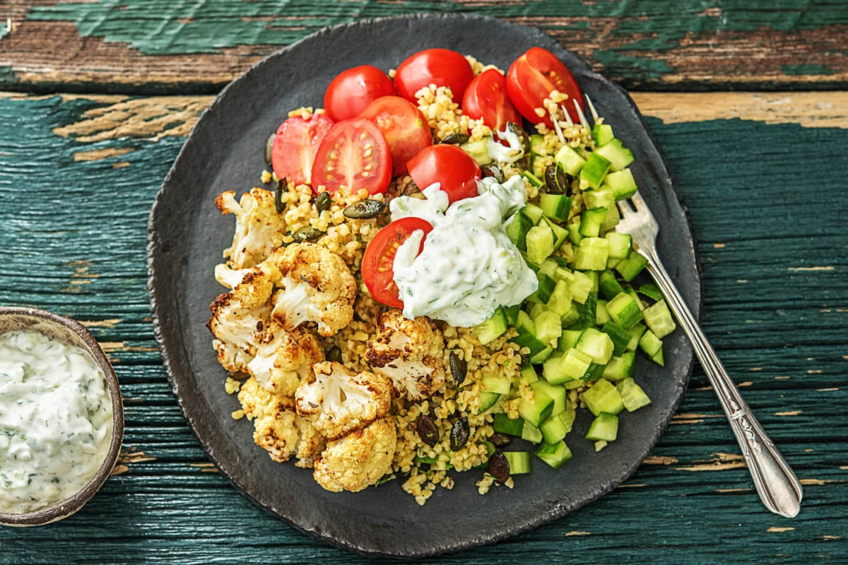 Roasted Cauliflower and Bulgur Pilaf