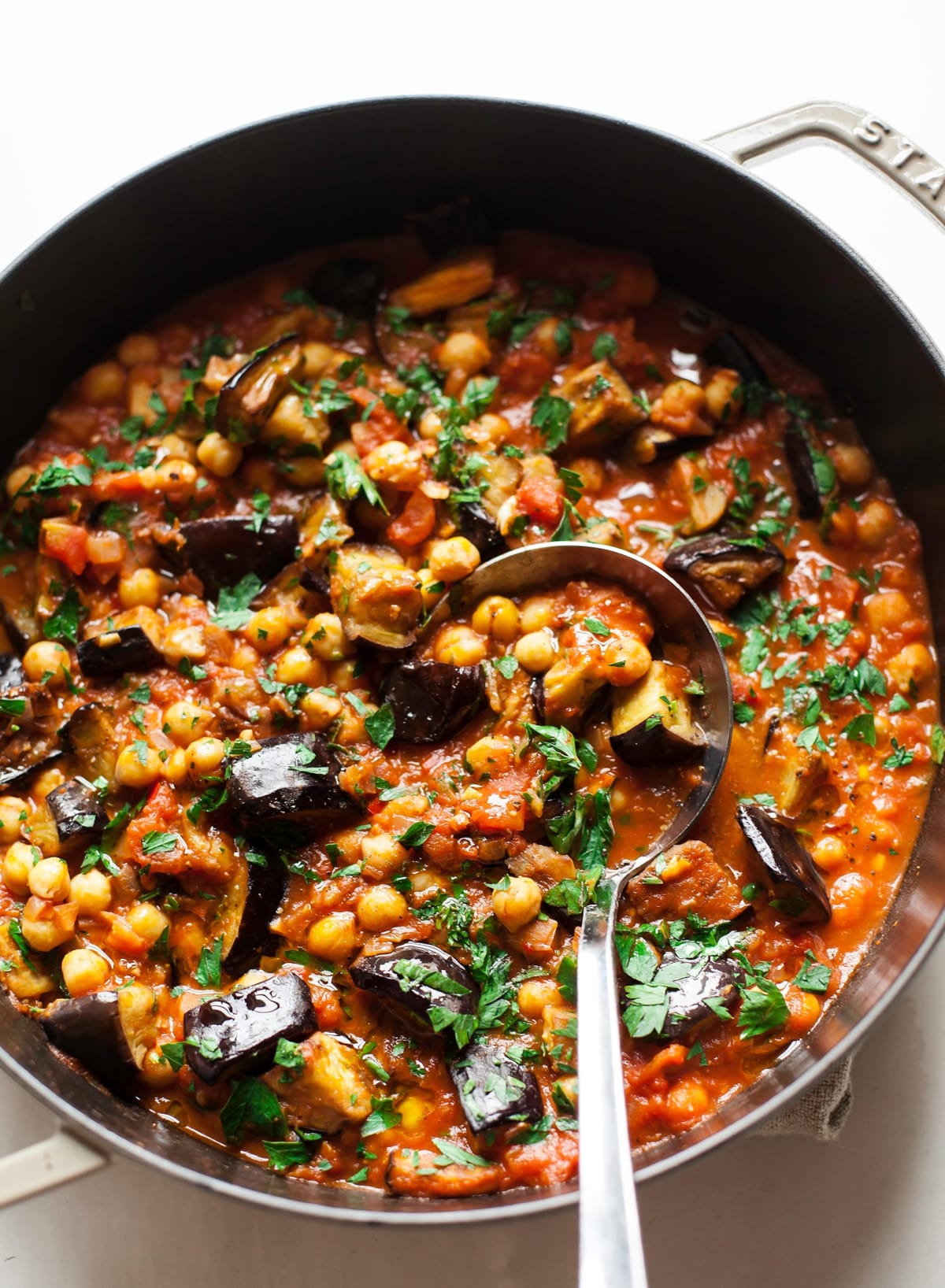 Harissa-Fig Braised Chickpeas and Eggplant