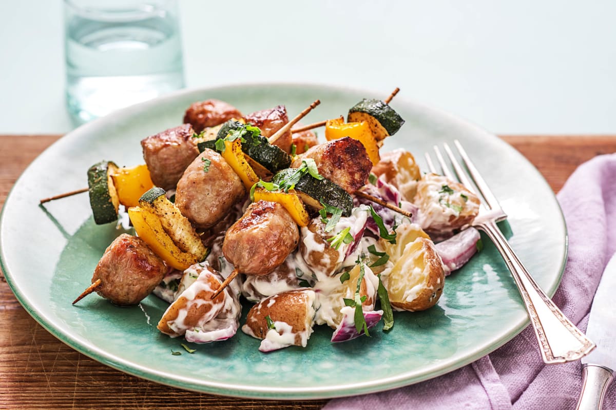 Caribbean-Spiced Veggie and Sausage Skewers