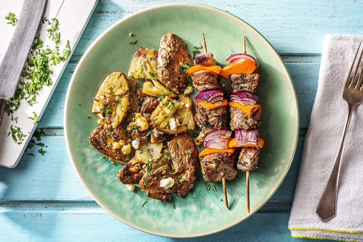 Brochettes de steak aux herbes