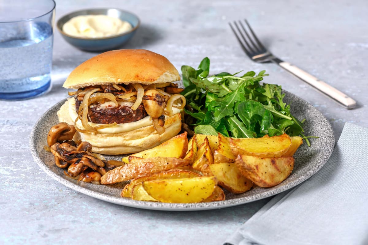 Vegetarische hamburger met truffelmayonaise