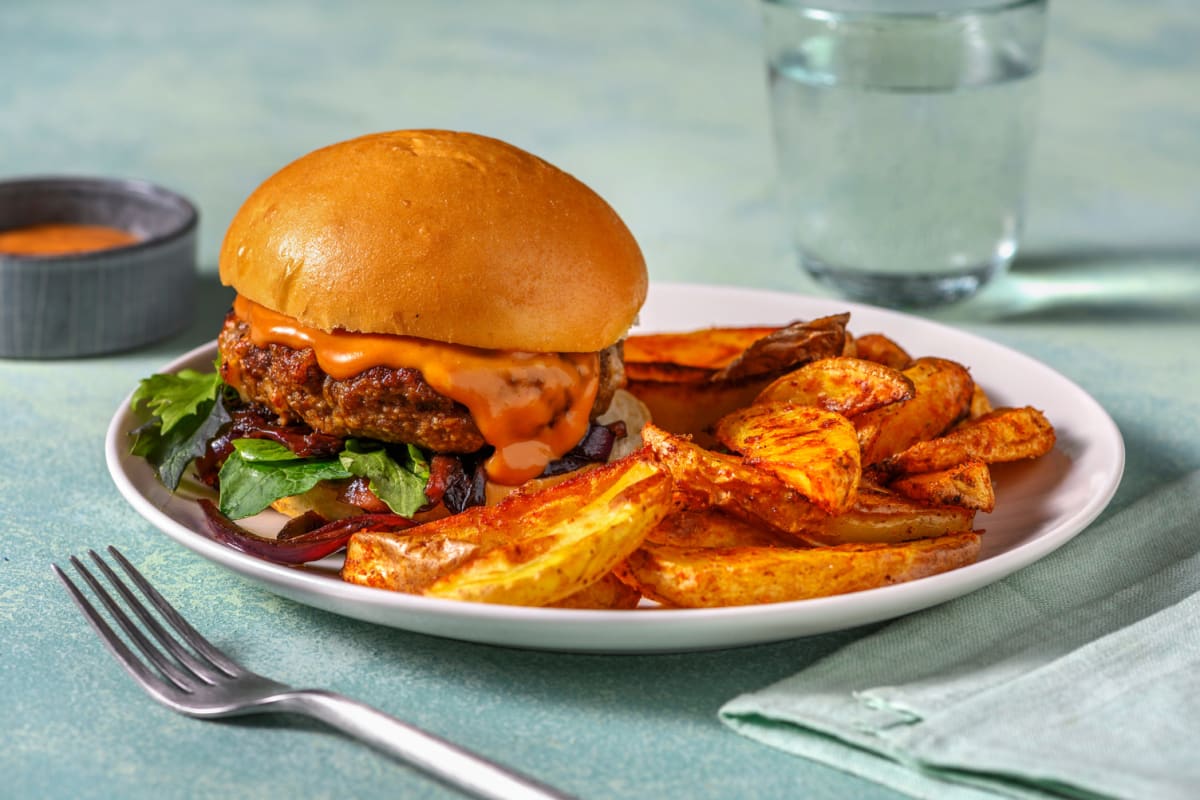 Burgers au fromage et au bœuf fumé