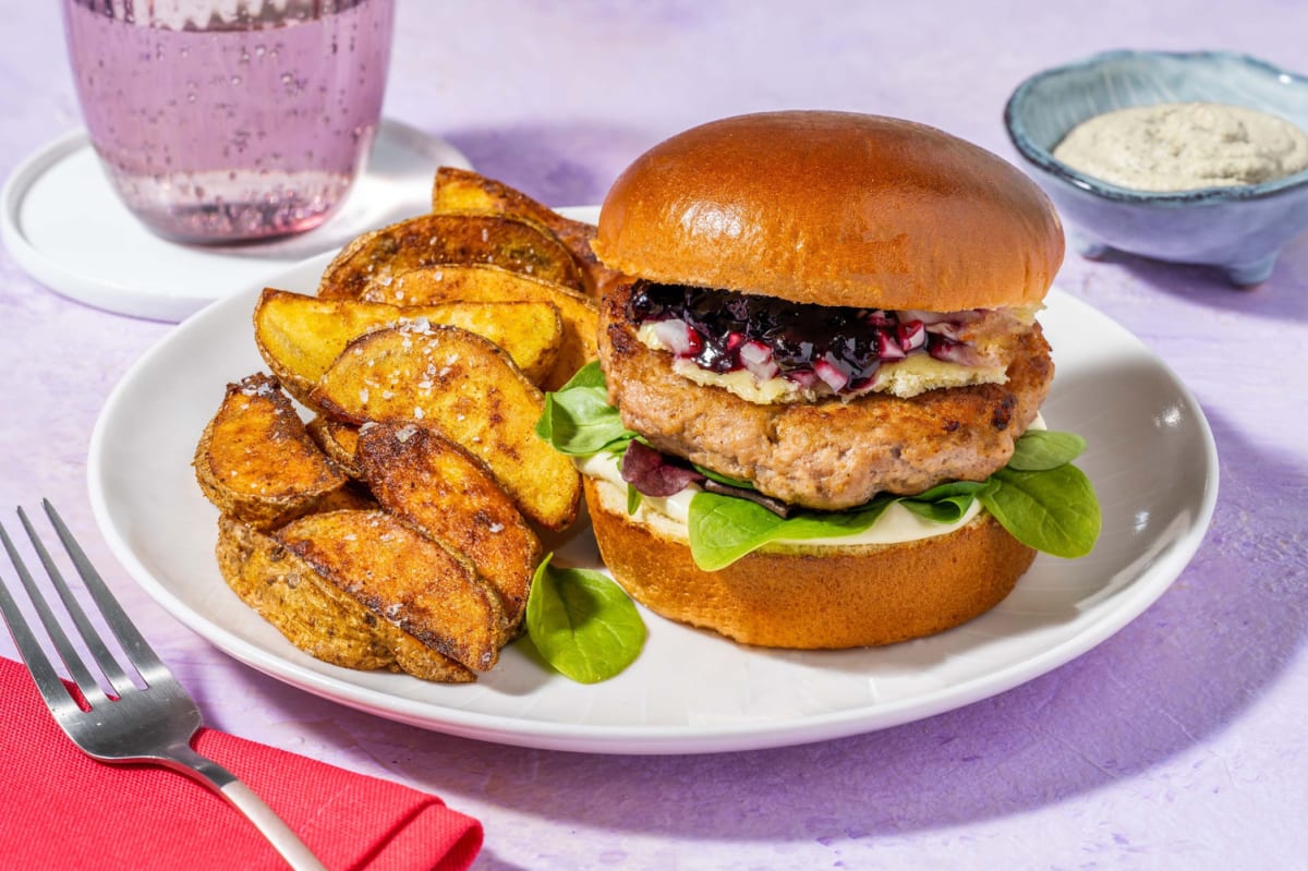 St.Jean Baptiste Cheesy Turkey-Blueberry Burgers