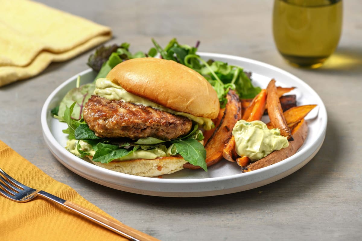 Burgers de bœuf et de porc grillés à la californienne