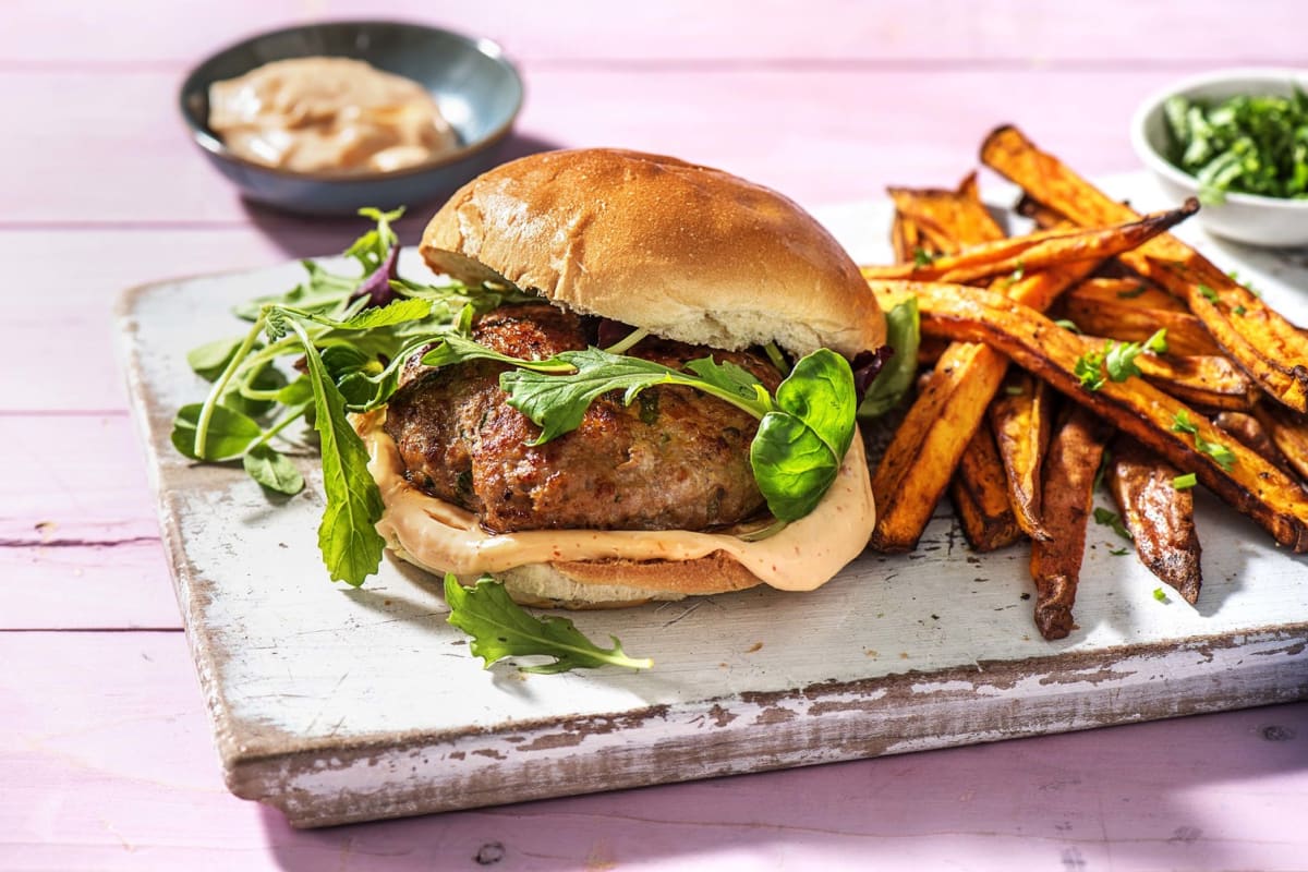 Burgers de dinde à la sriracha