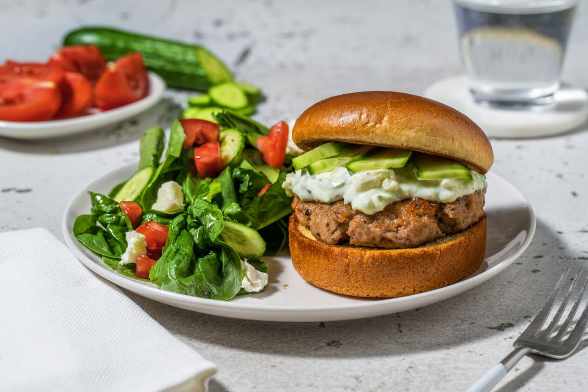 Burgers de dinde au tzatziki et au feta