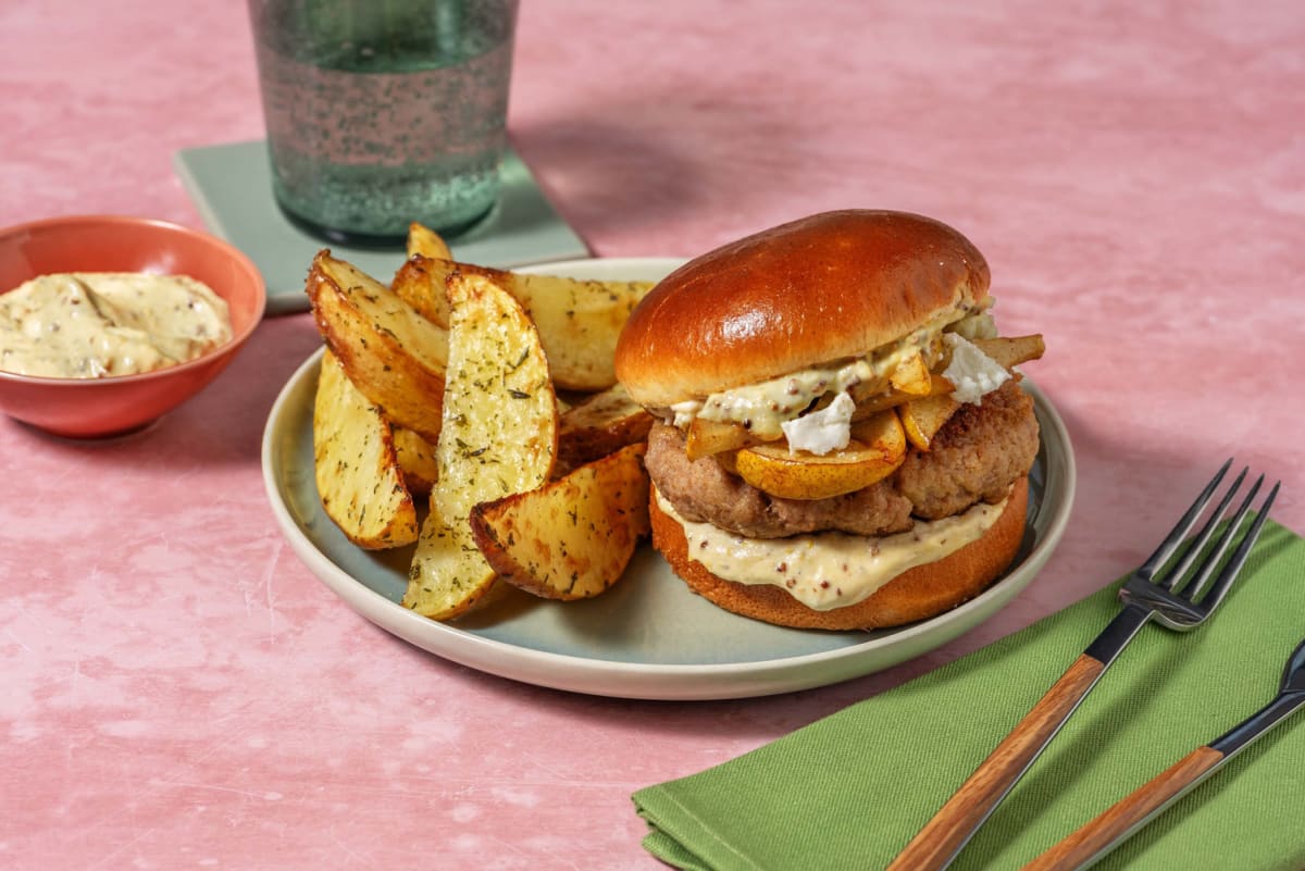 Burgers de porc à la poire et au thym