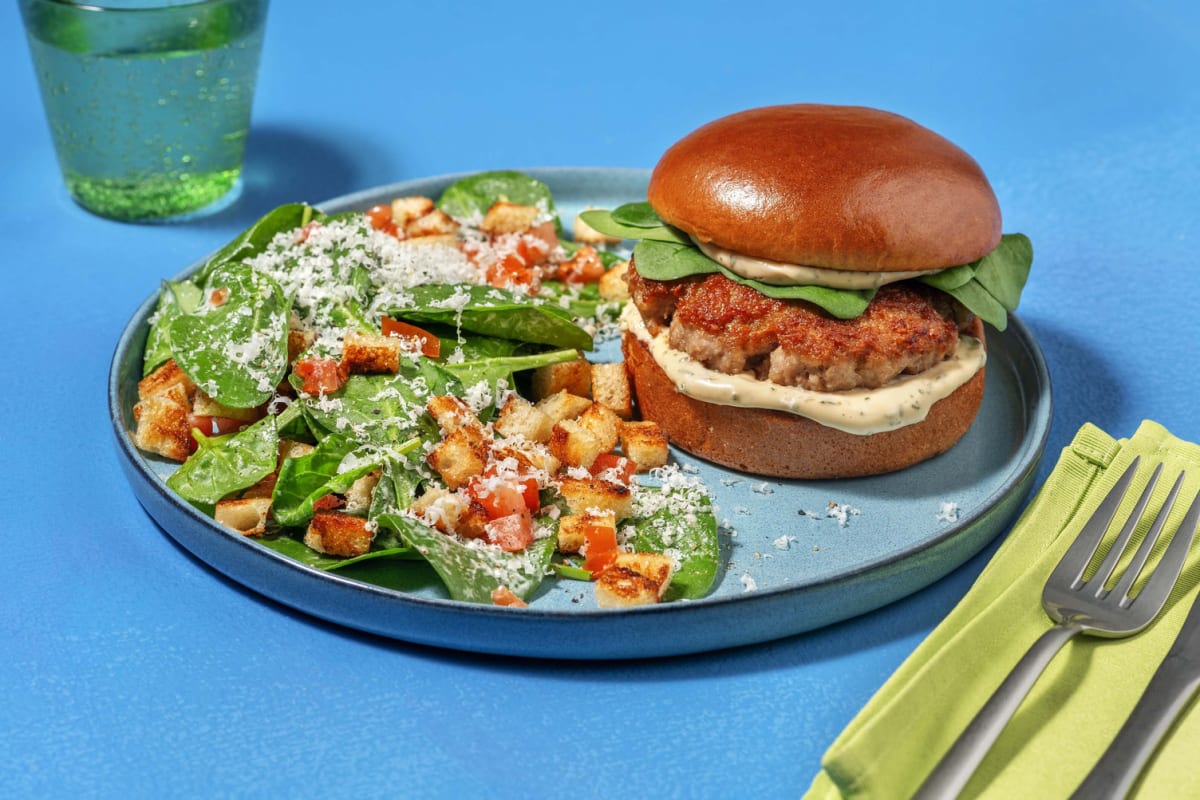 Burgers de poulet au parmesan à la César