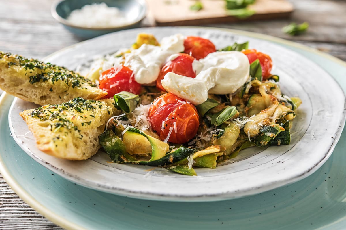 Burrata avec pappardelle de courgettes