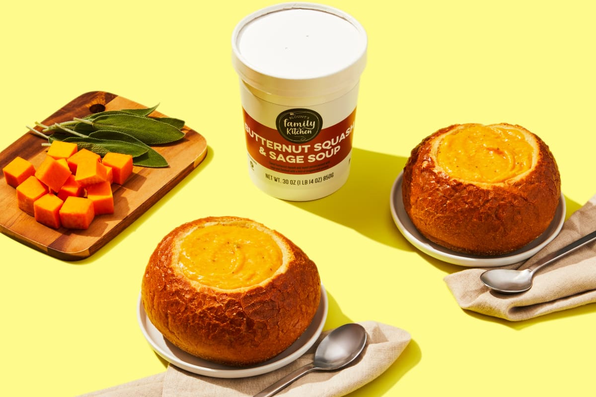 Butternut Squash Soup in a Bread Bowl