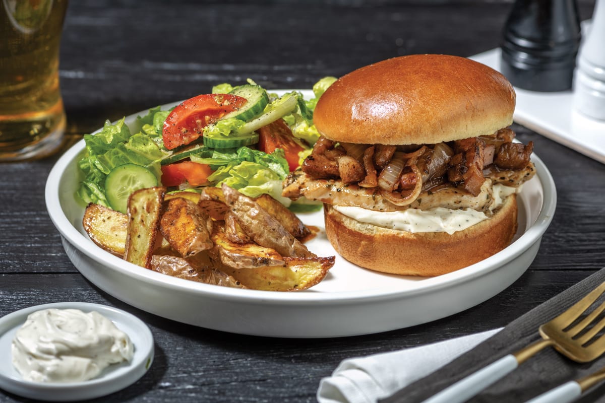 Caesar-Style Chicken & Bacon Burger