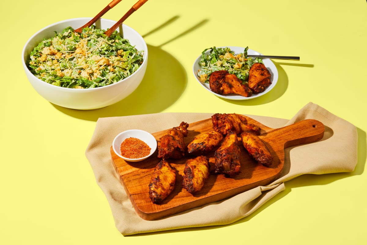 Cajun-Style Wings & Caesar Salad