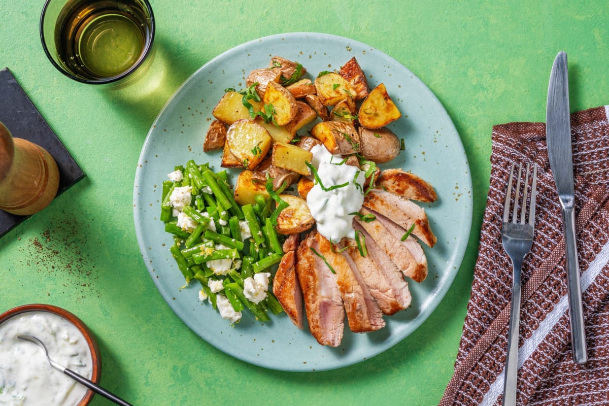 Calorie Smart GreekInspired Pork Chops Recipe HelloFresh