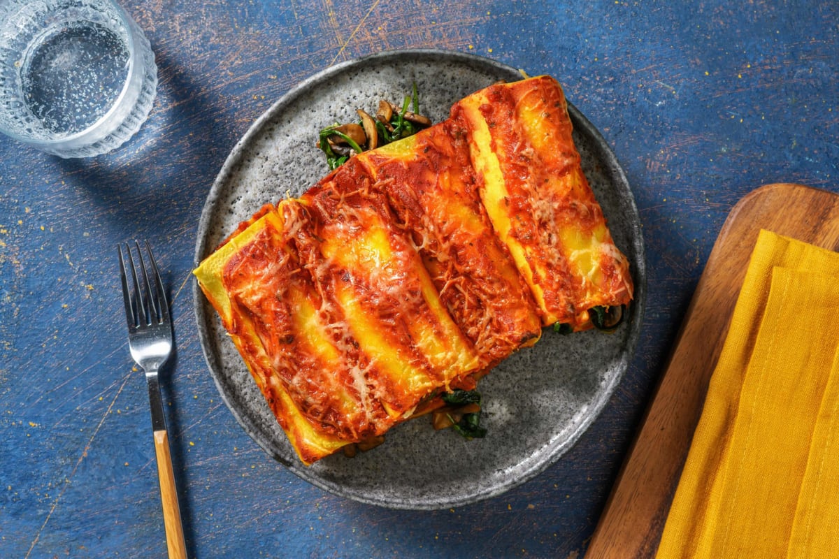 Cannelloni met romige spinazie-champignonvulling