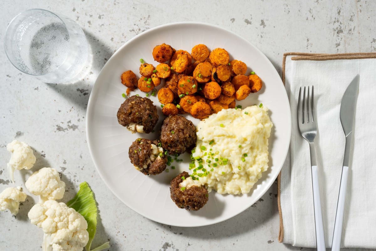 Boulettes de bœuf double farcies au fromage en grains