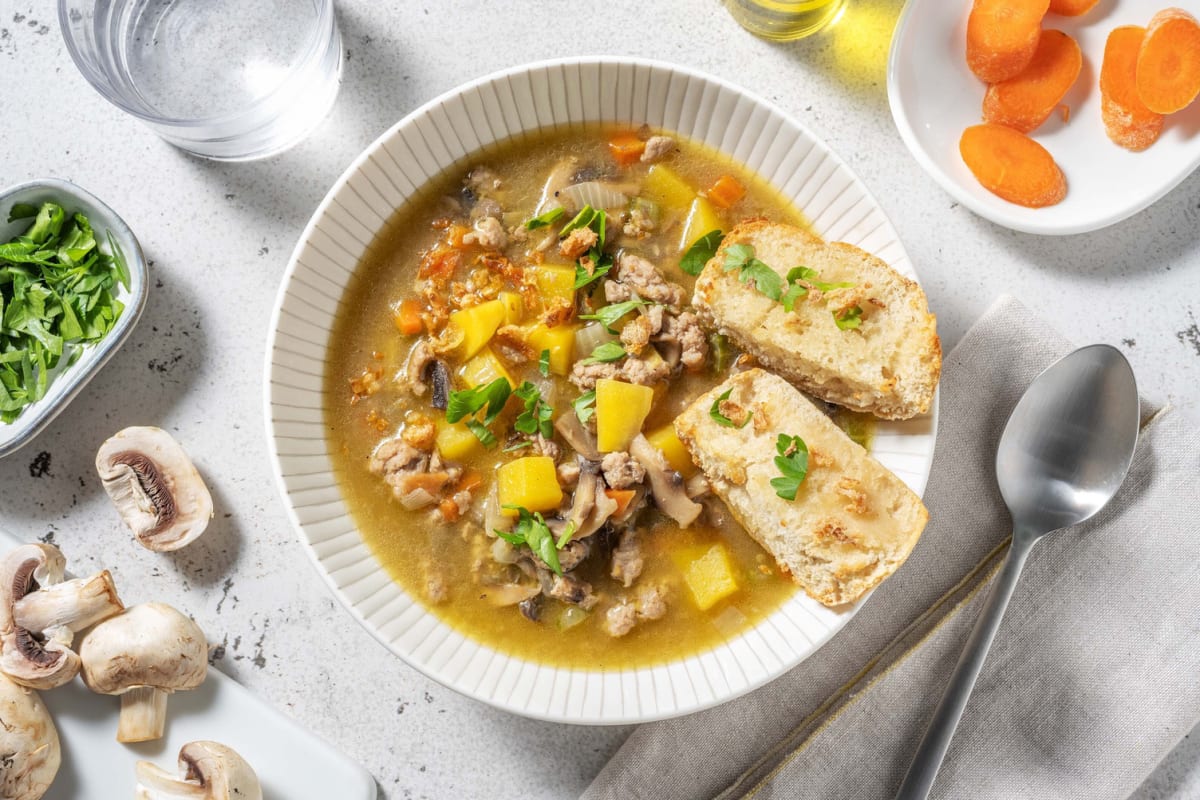 Soupe au Beyond Meat® et aux champignons