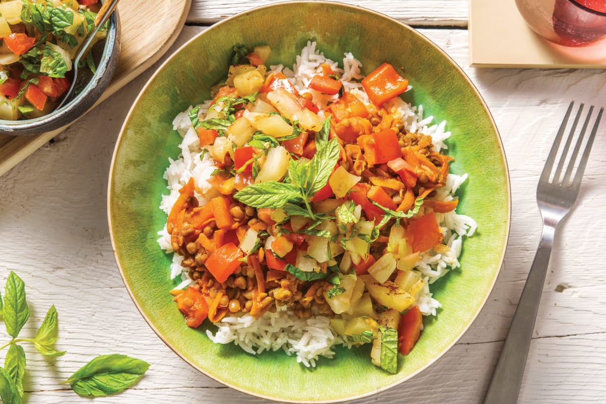 Caribbean Lentils & Charred Pineapple Salsa