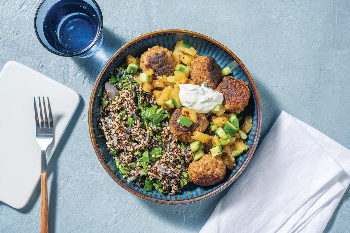 Caribbean Pork Meatballs & Quinoa-Millet Bowl