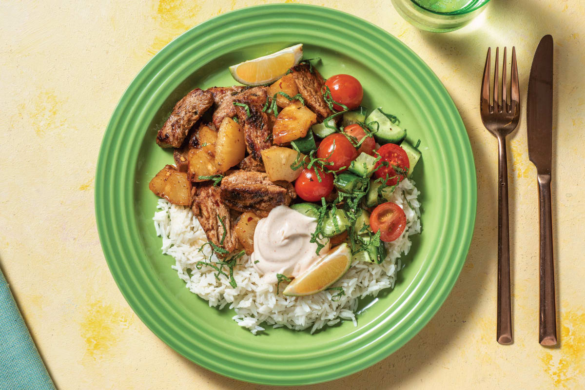 Caribbean Pork & Pineapple Rice Bowl with Salsa