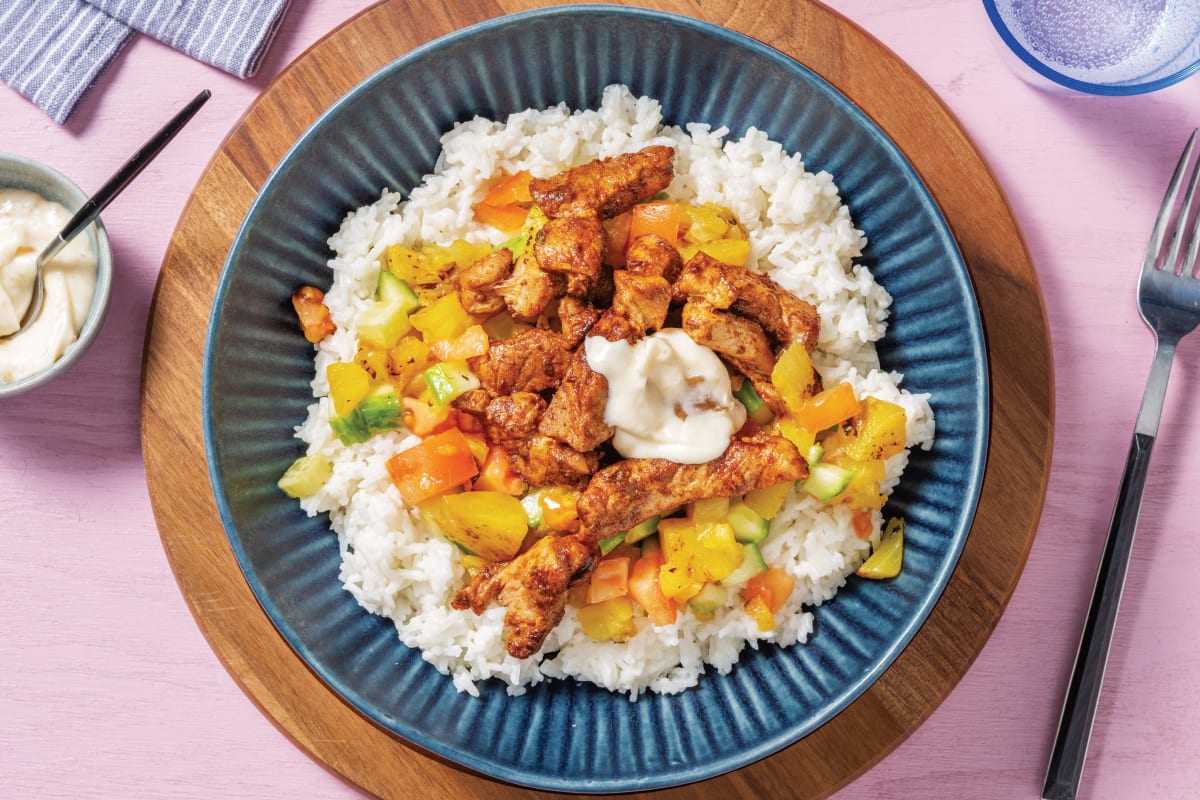 Quick Caribbean Pork & Coconut Rice