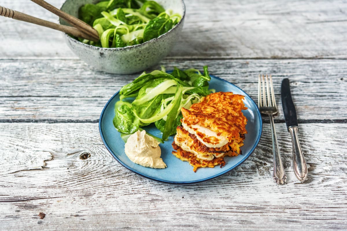 Carrot & Haloumi Fritters