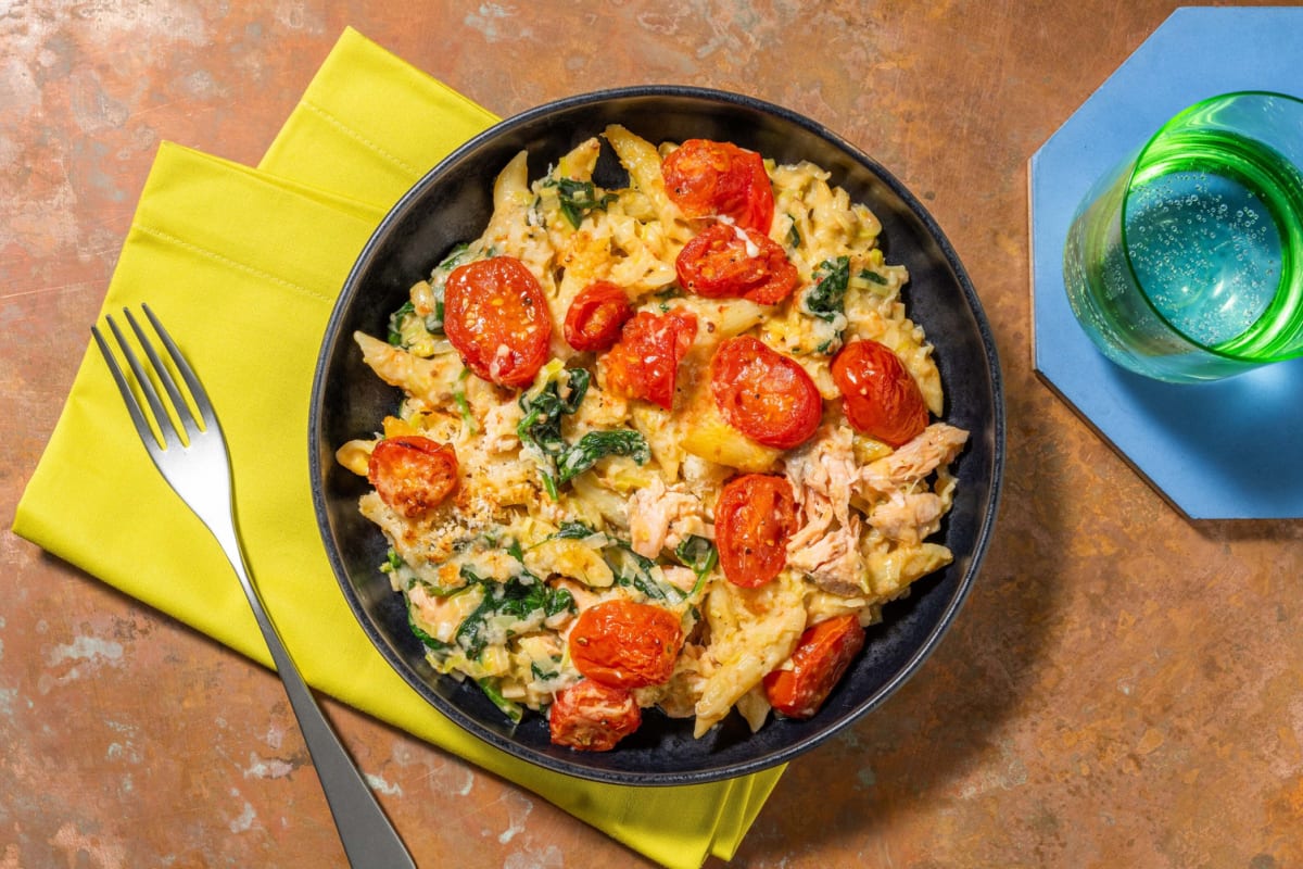 Tuscan Salmon and Penne Casserole