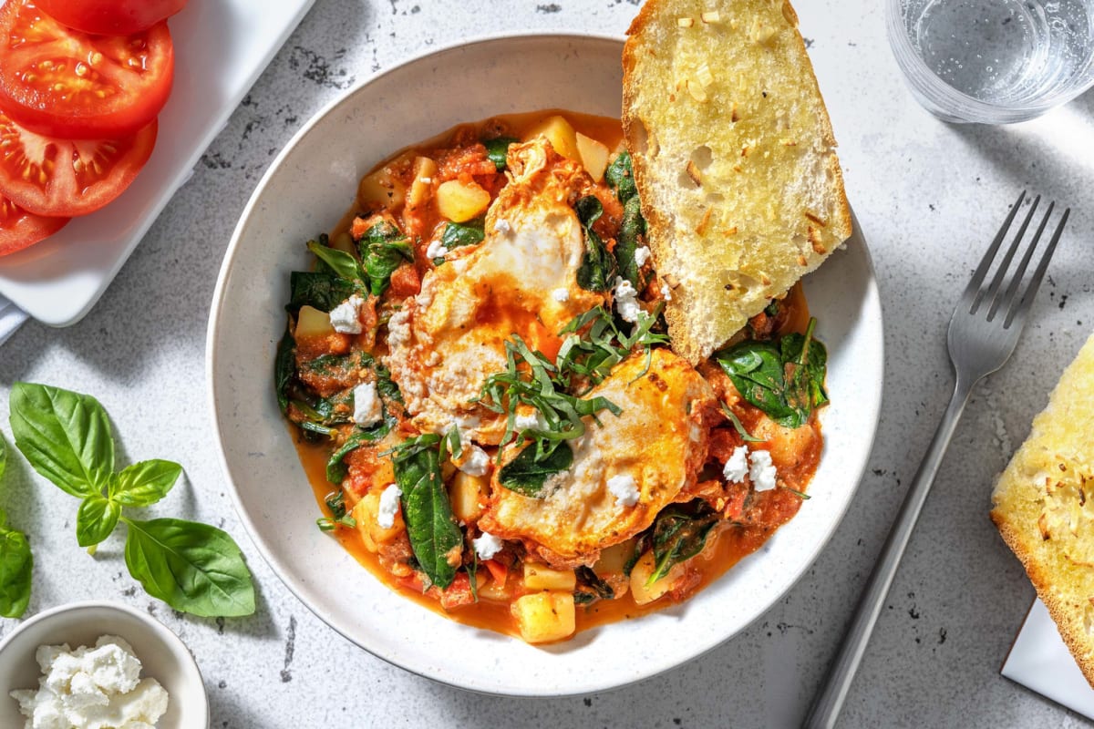 Shakshuka met aardappel en Italiaanse kruiden