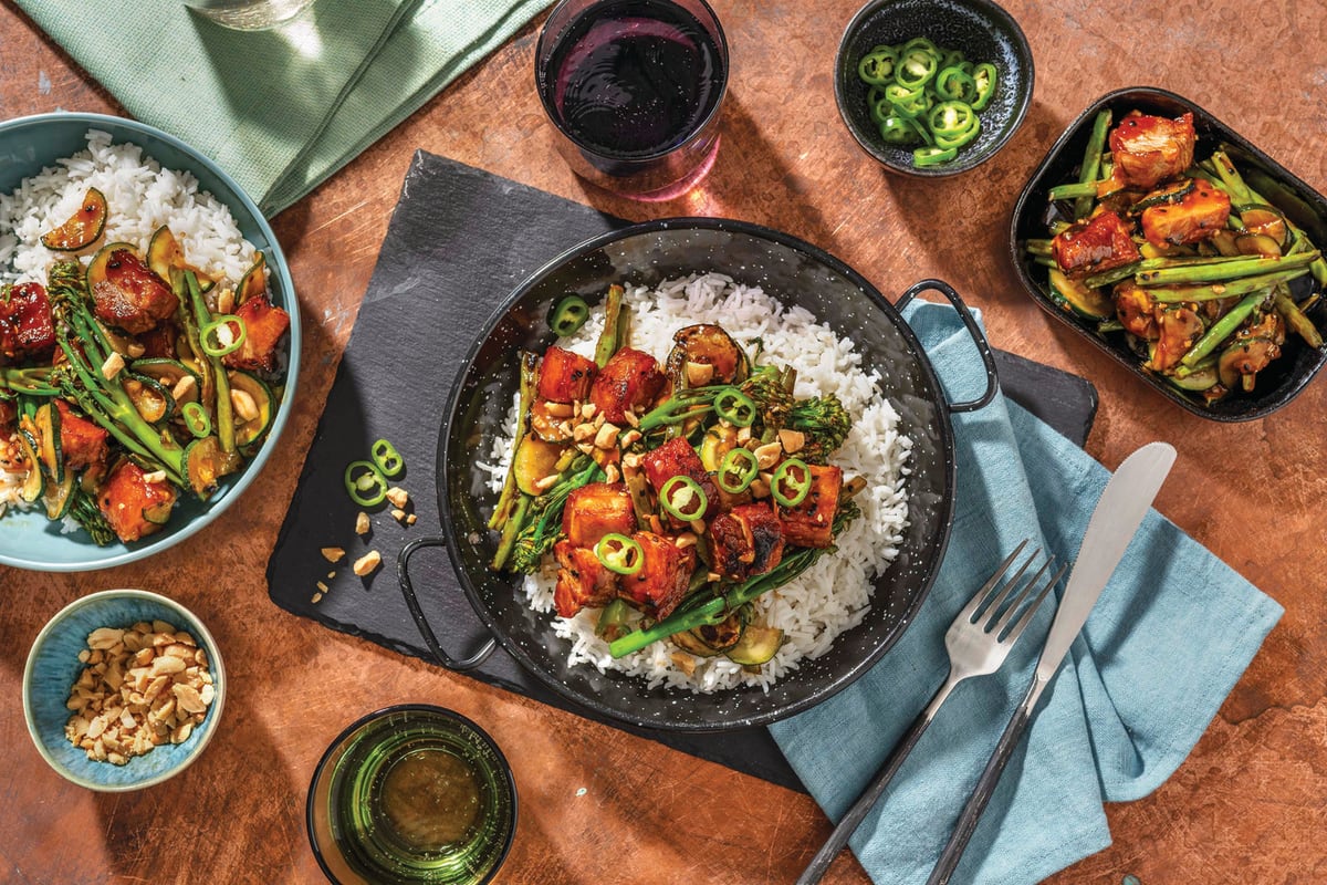 Char Siu Pork Belly & Stir-Fried Veggies